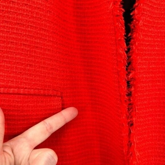 Banana Republic Red Textured Lined Fringe Oversized Love Medium Petite Blazer - Picture 5 of 8